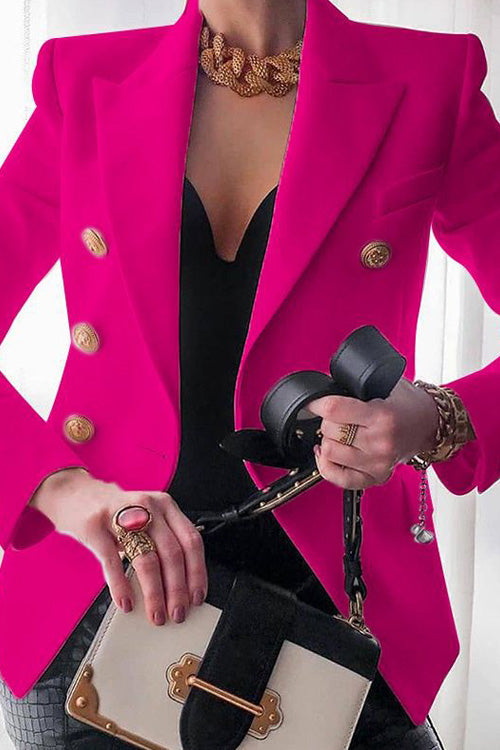 Manteau Slim à Boutons à Manches Longues Chic