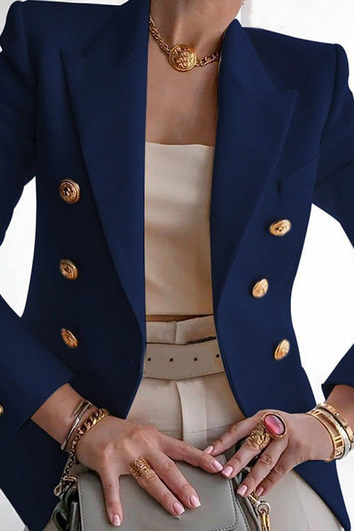 Manteau Slim à Boutons à Manches Longues Chic