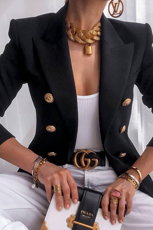 Manteau Slim à Boutons à Manches Longues Chic