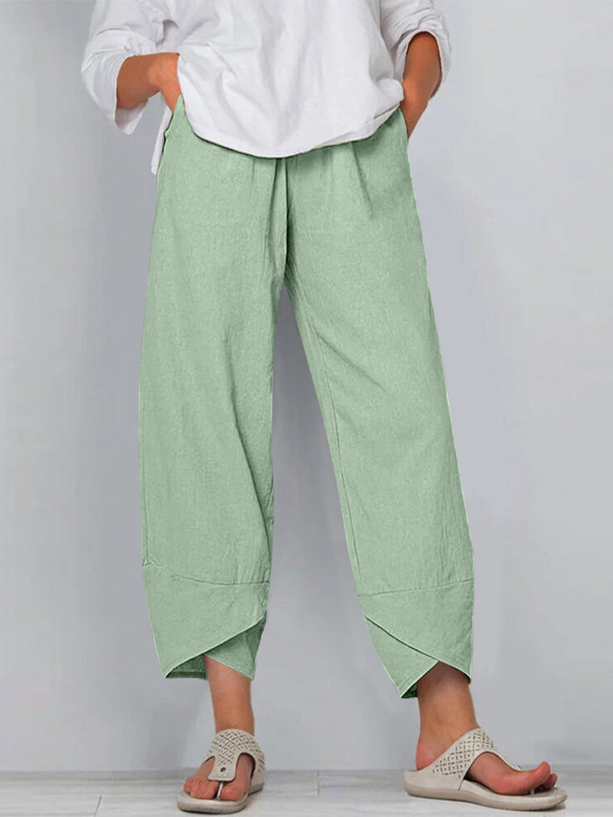 Pantalons décontractés unis à la cheville