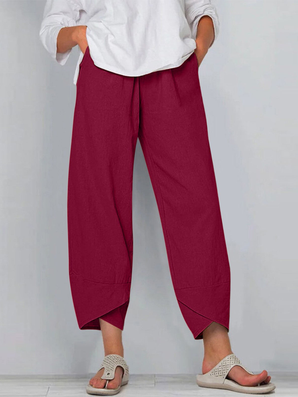 Pantalons décontractés unis à la cheville