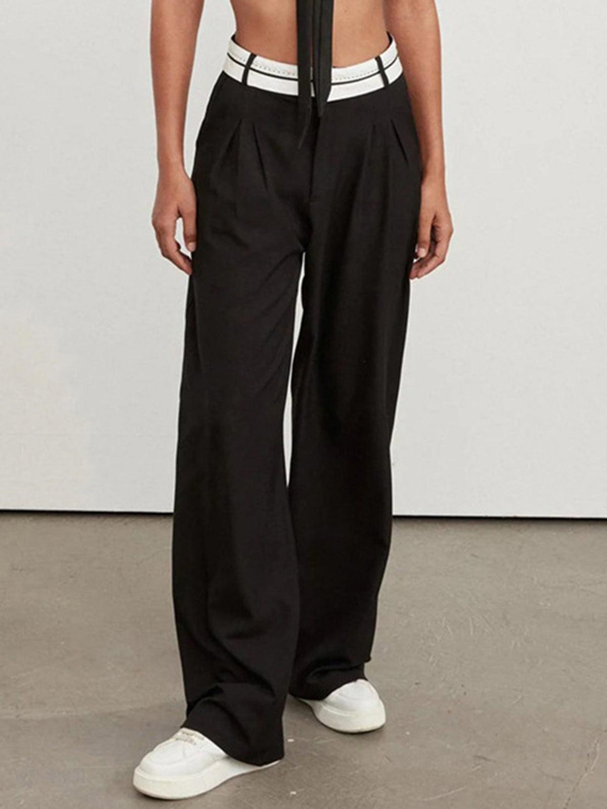 Large High-Waisted Trousers with Cuffs