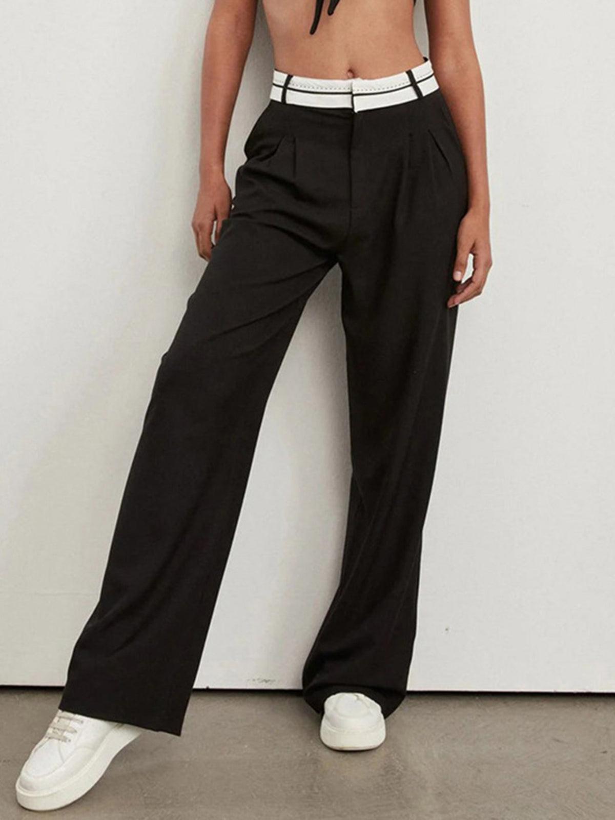 Large High-Waisted Trousers with Cuffs