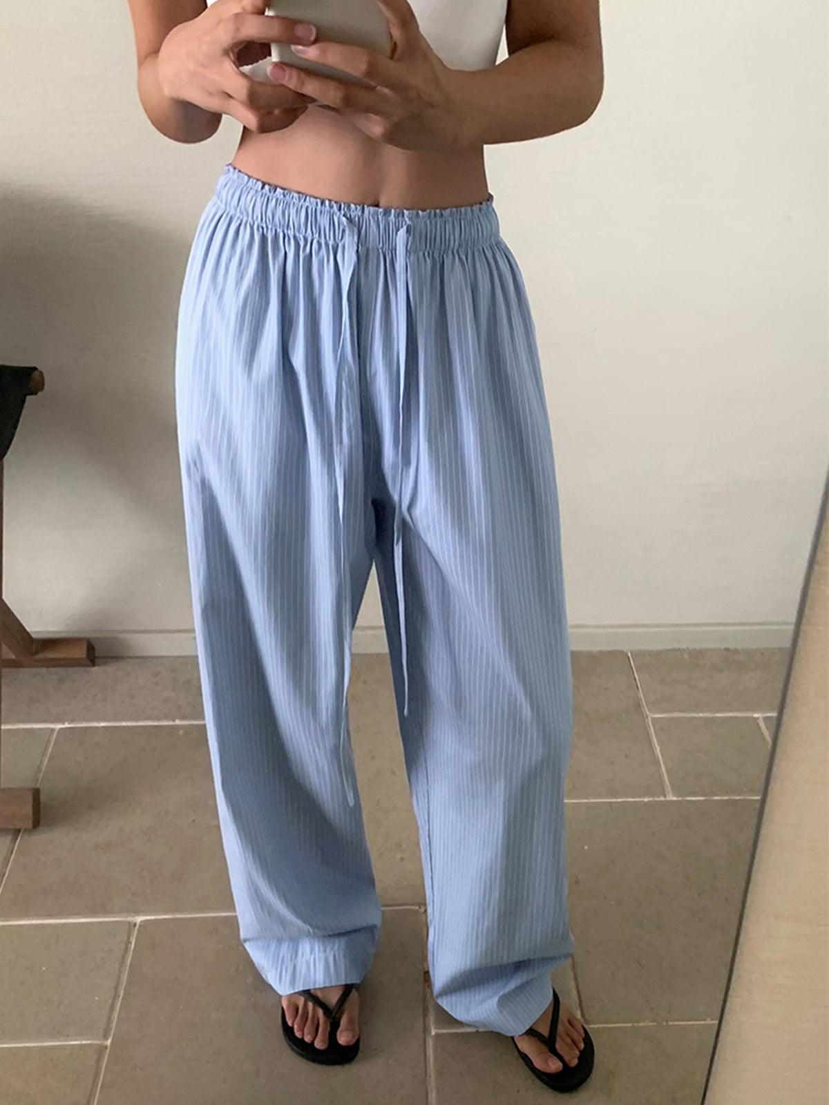 Large Piqué Trousers with Drawstring