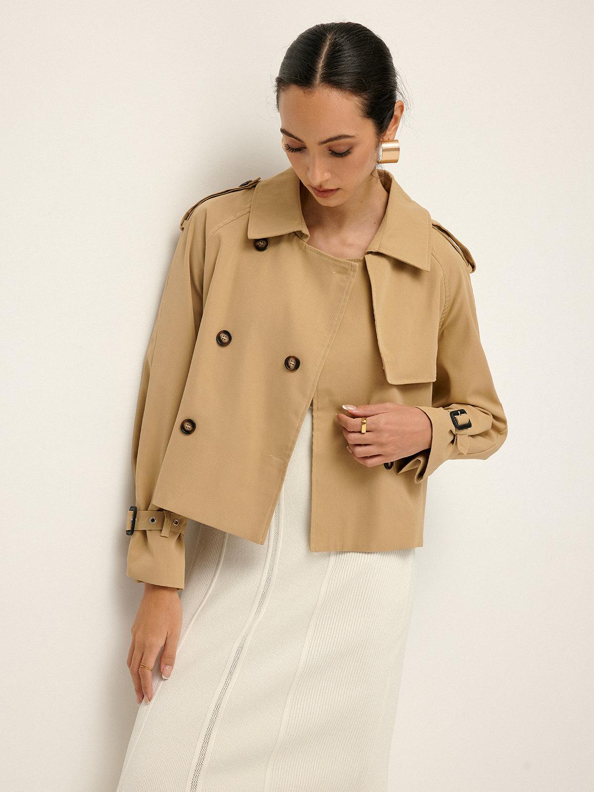 Manteau Trench à Col Revers