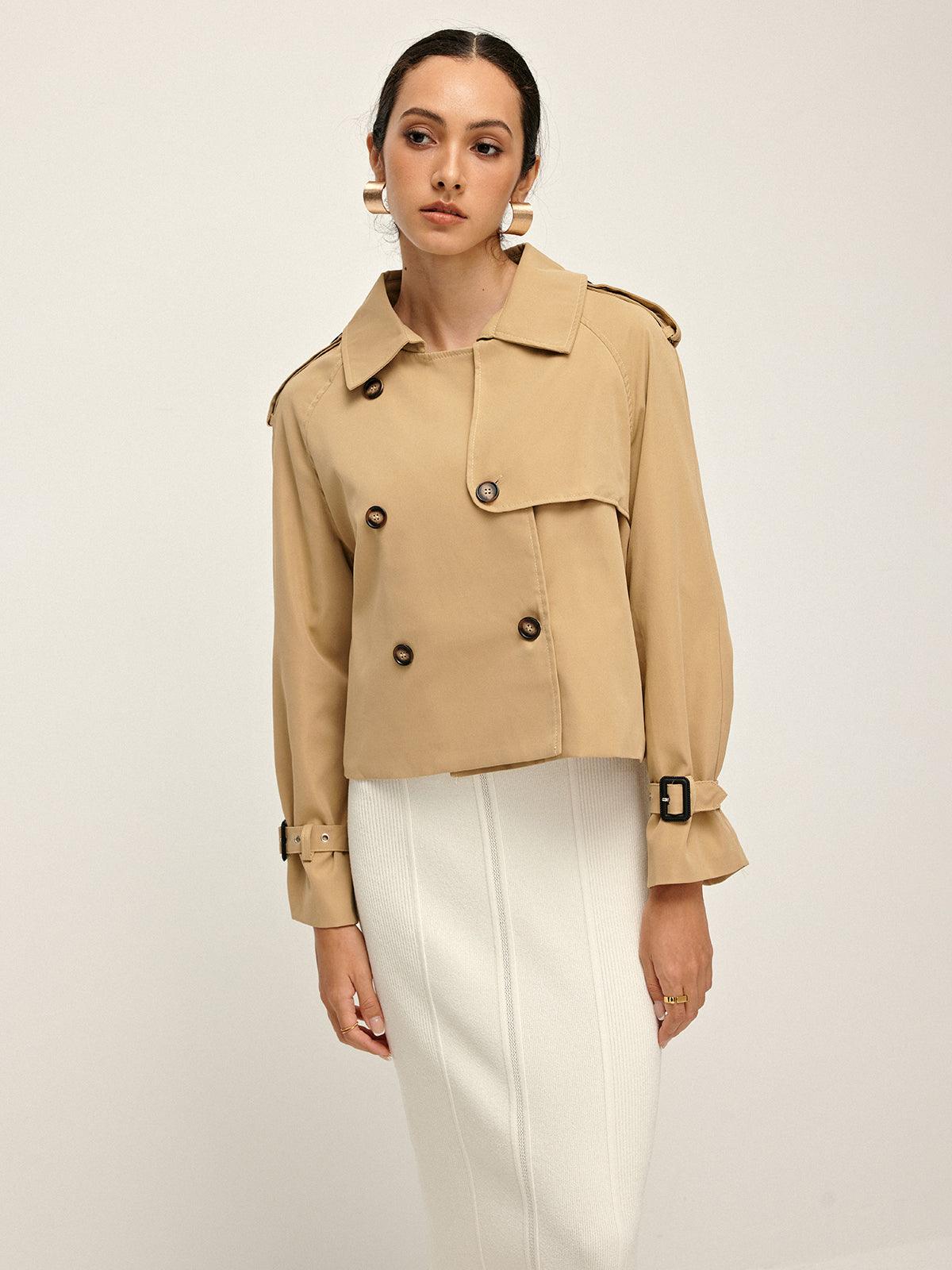 Manteau Trench à Col Revers