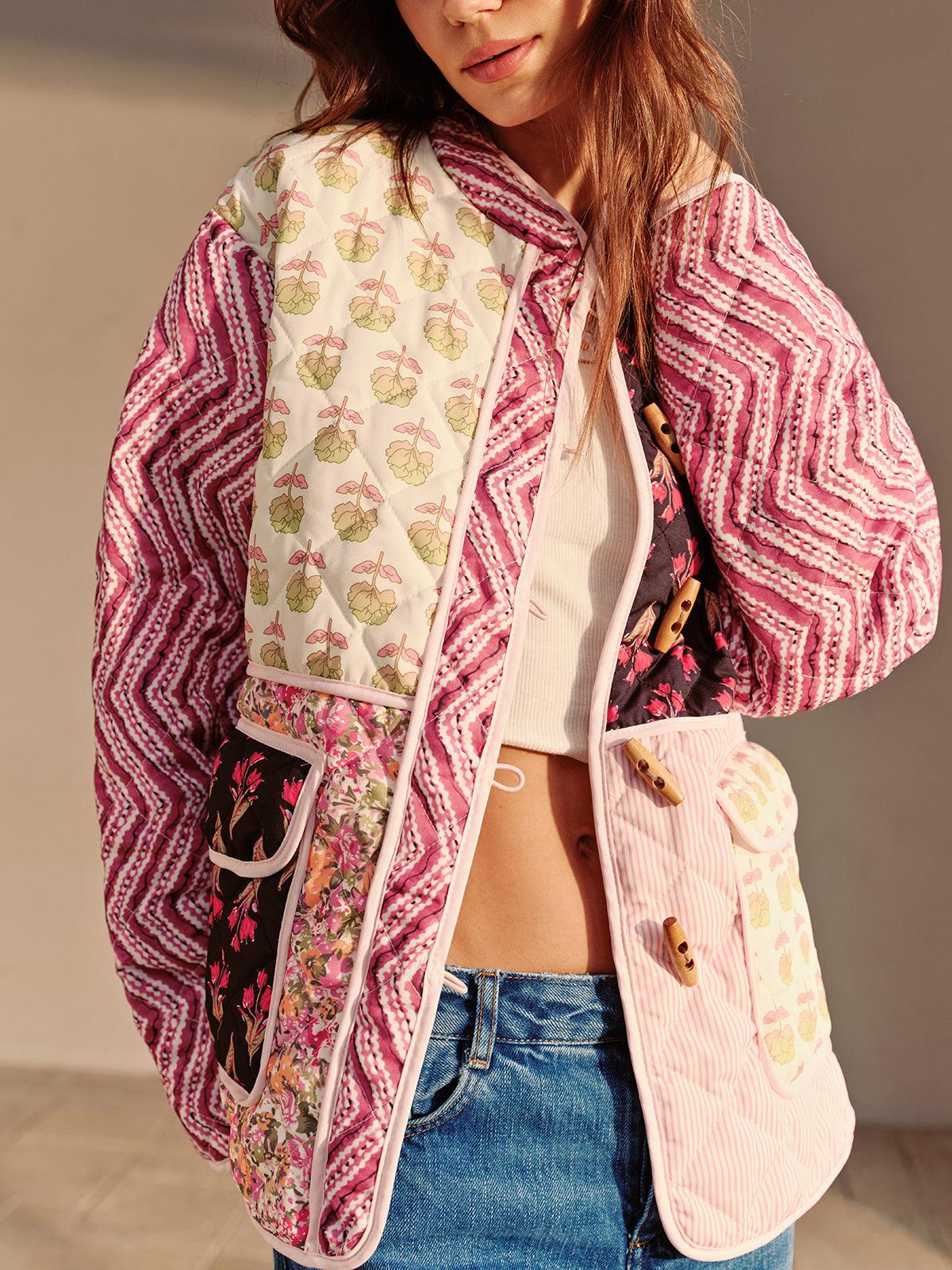 Manteau d'Hiver Imprimé Floral Bohème
