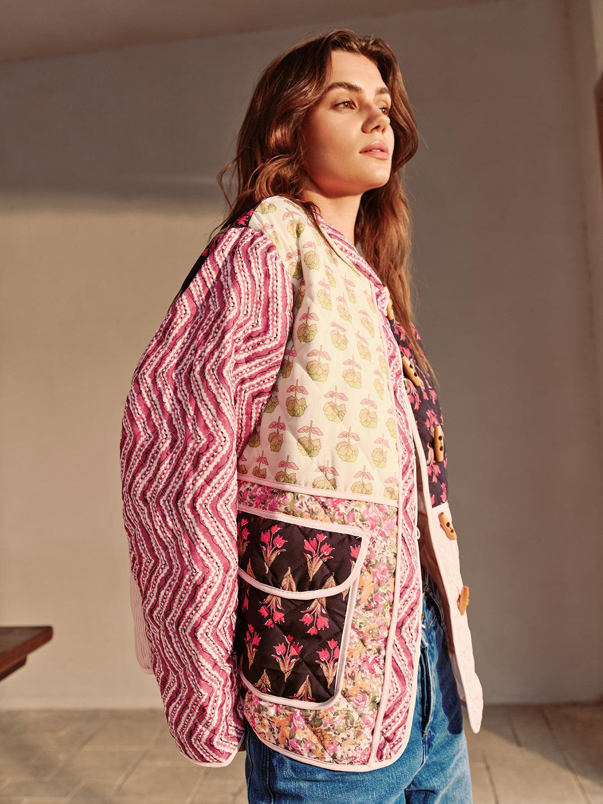 Manteau d'Hiver Imprimé Floral Bohème
