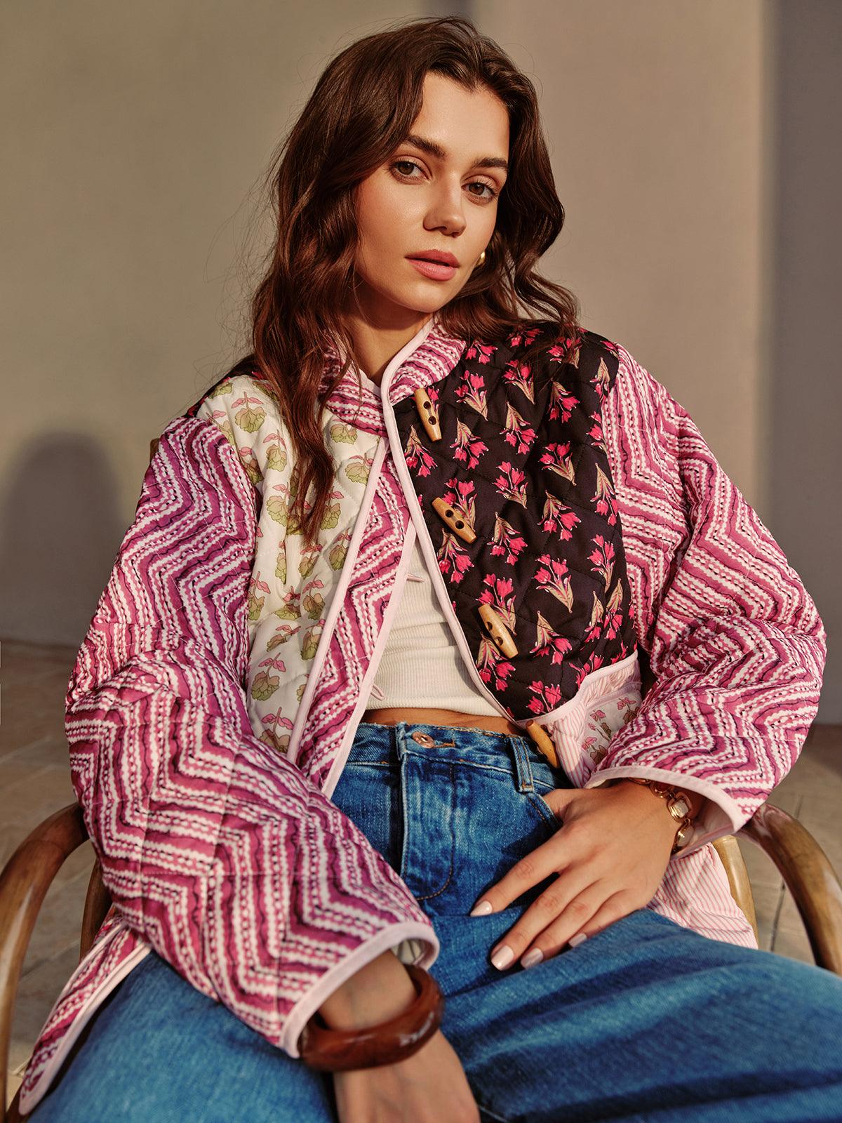 Manteau d'Hiver Imprimé Floral Bohème