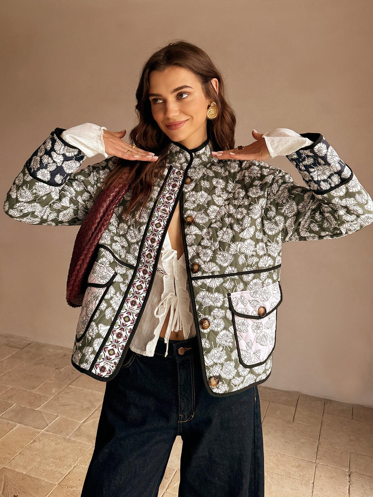Manteau d'Hiver à Poches Rabat Bohème