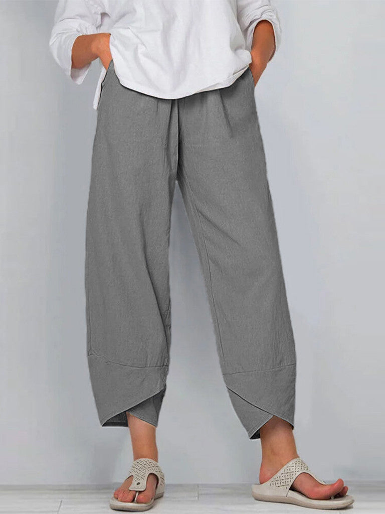 Pantalons décontractés unis à la cheville