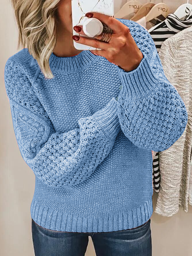 Pull jacquard à col rond en maille