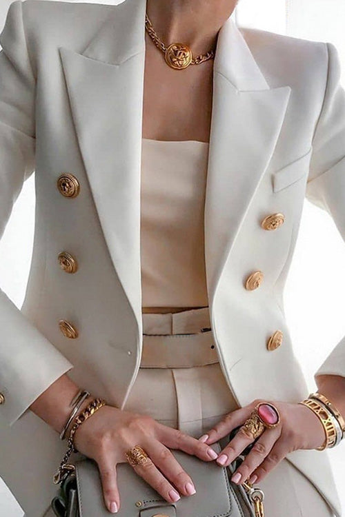 Manteau Slim à Boutons à Manches Longues Chic