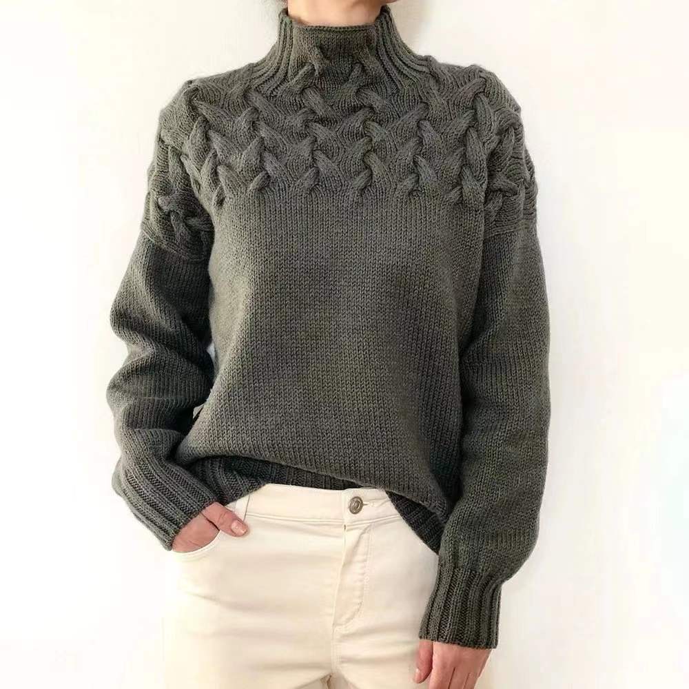 Pull décontracté à col roulé uni