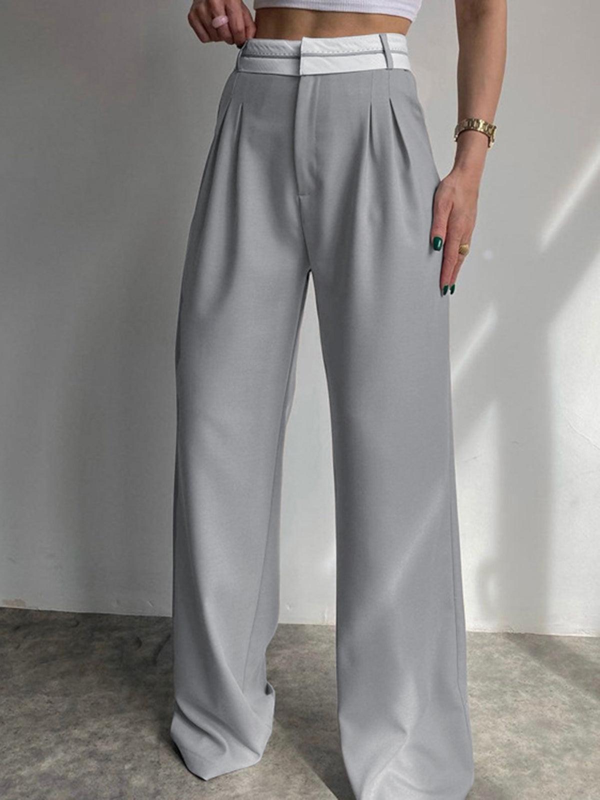 Large High-Waisted Trousers with Cuffs