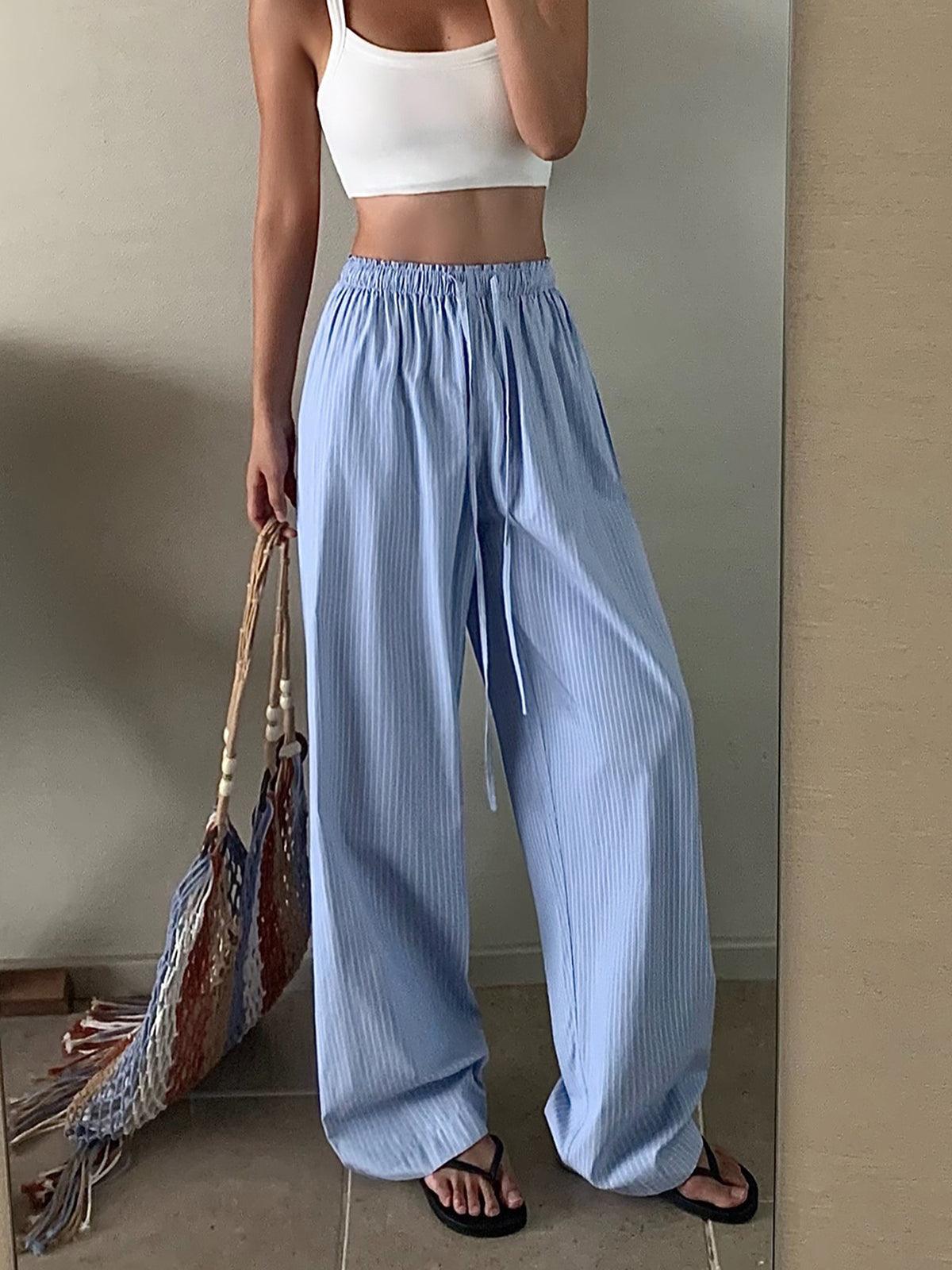 Large Piqué Trousers with Drawstring