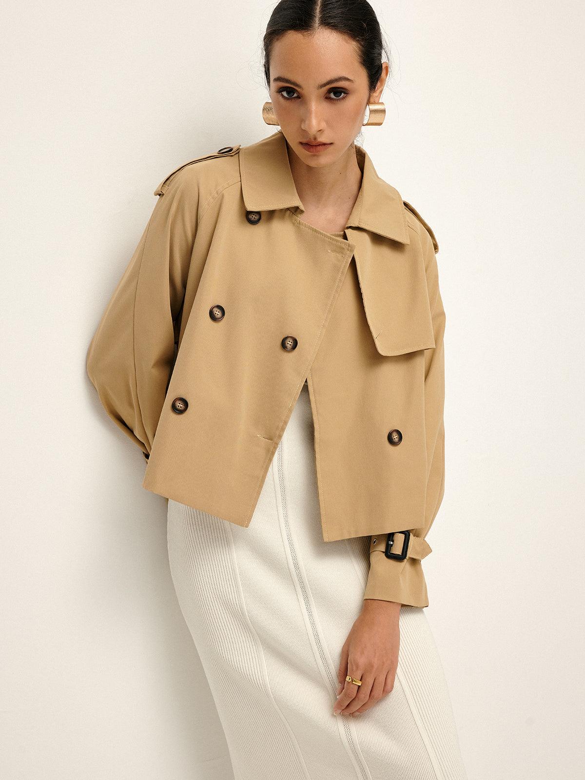 Manteau Trench à Col Revers