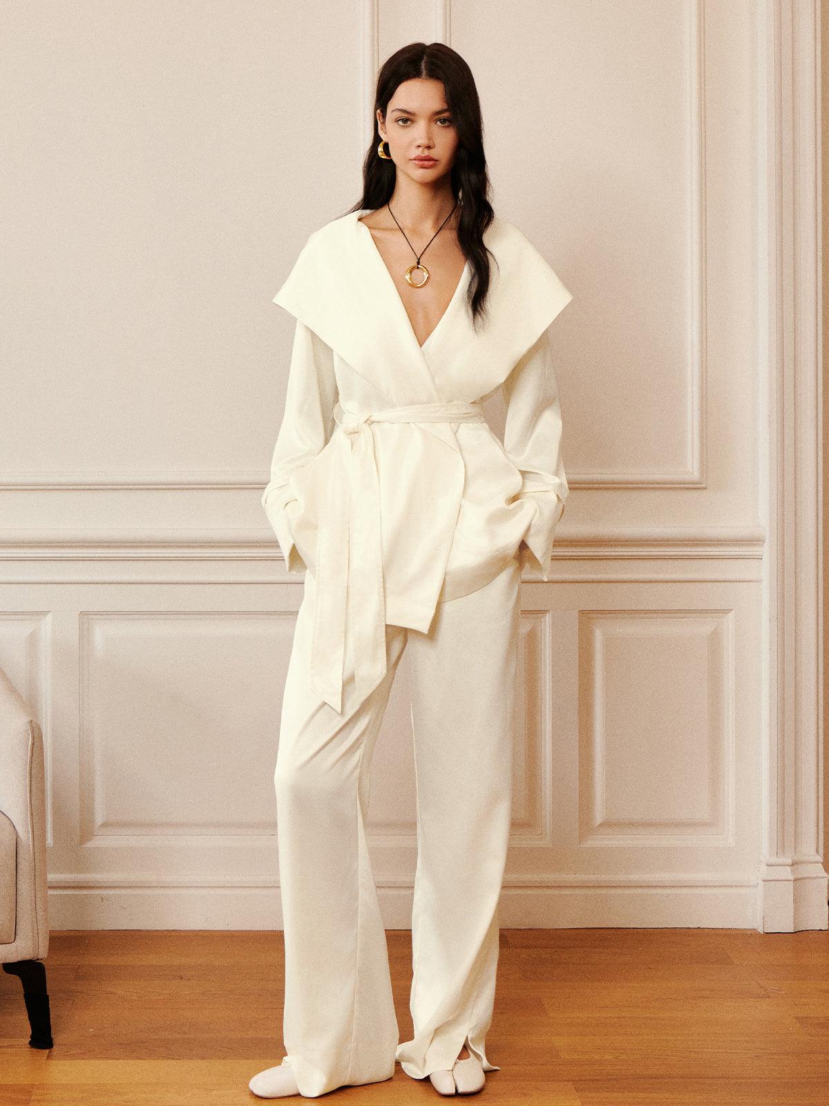 Uni Satiné Palazzo Pants with Slits