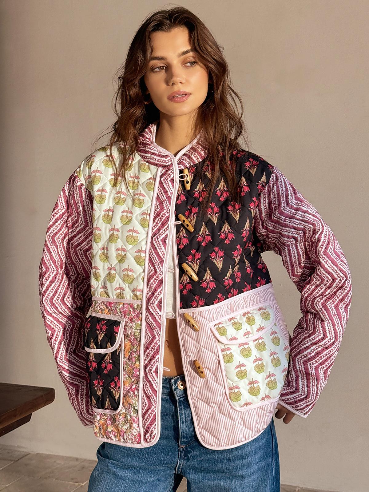 Manteau d'Hiver Imprimé Floral Bohème